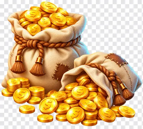 Wild West Gold Blazing Bounty – Money Bags Slot Symbol PNG
