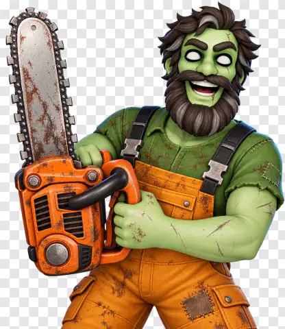 Big Bass Halloween II – Zombie Fisherman with Chainsaw PNG