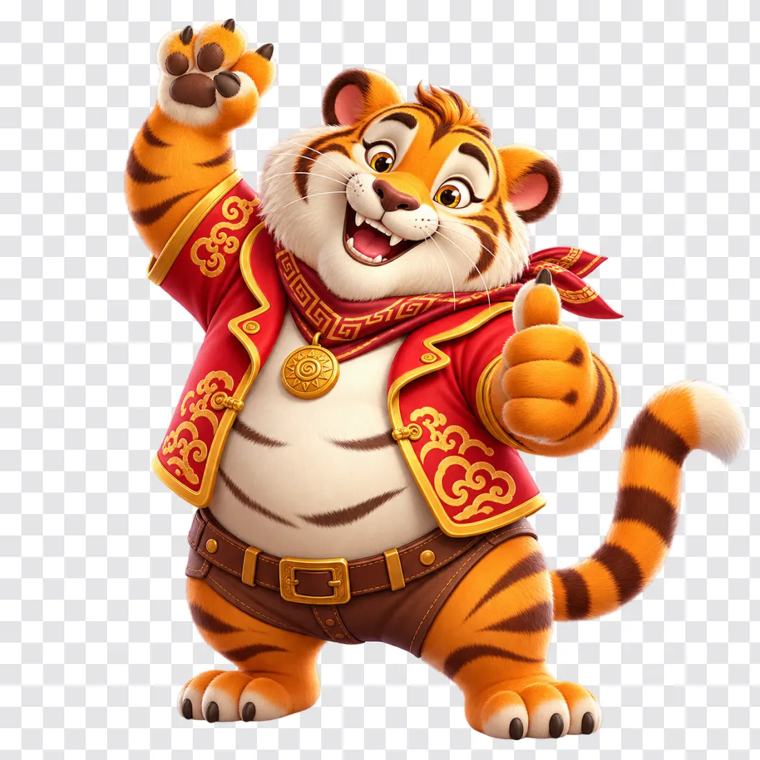Lucky Tiger 1000 – Cheerful Tiger Slot Character PNG
