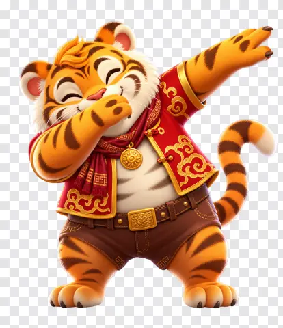 Lucky Tiger 1000 – Dabbing Tiger Slot Character PNG