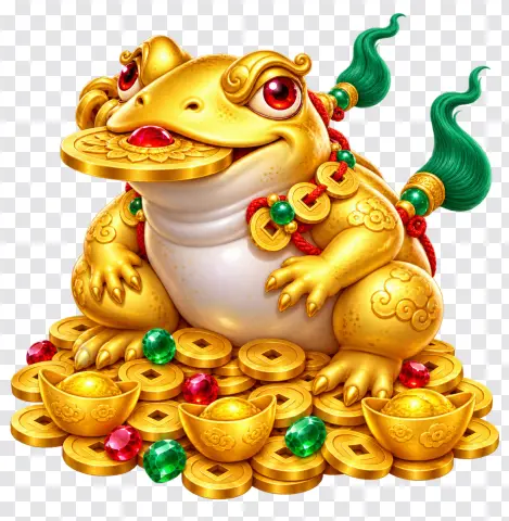Golden Fortune Toad with Gemstones – Casino Slot Symbol PNG