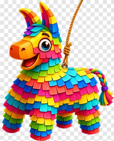 Hanging Rainbow Pinata Donkey – Casino Slot PNG
