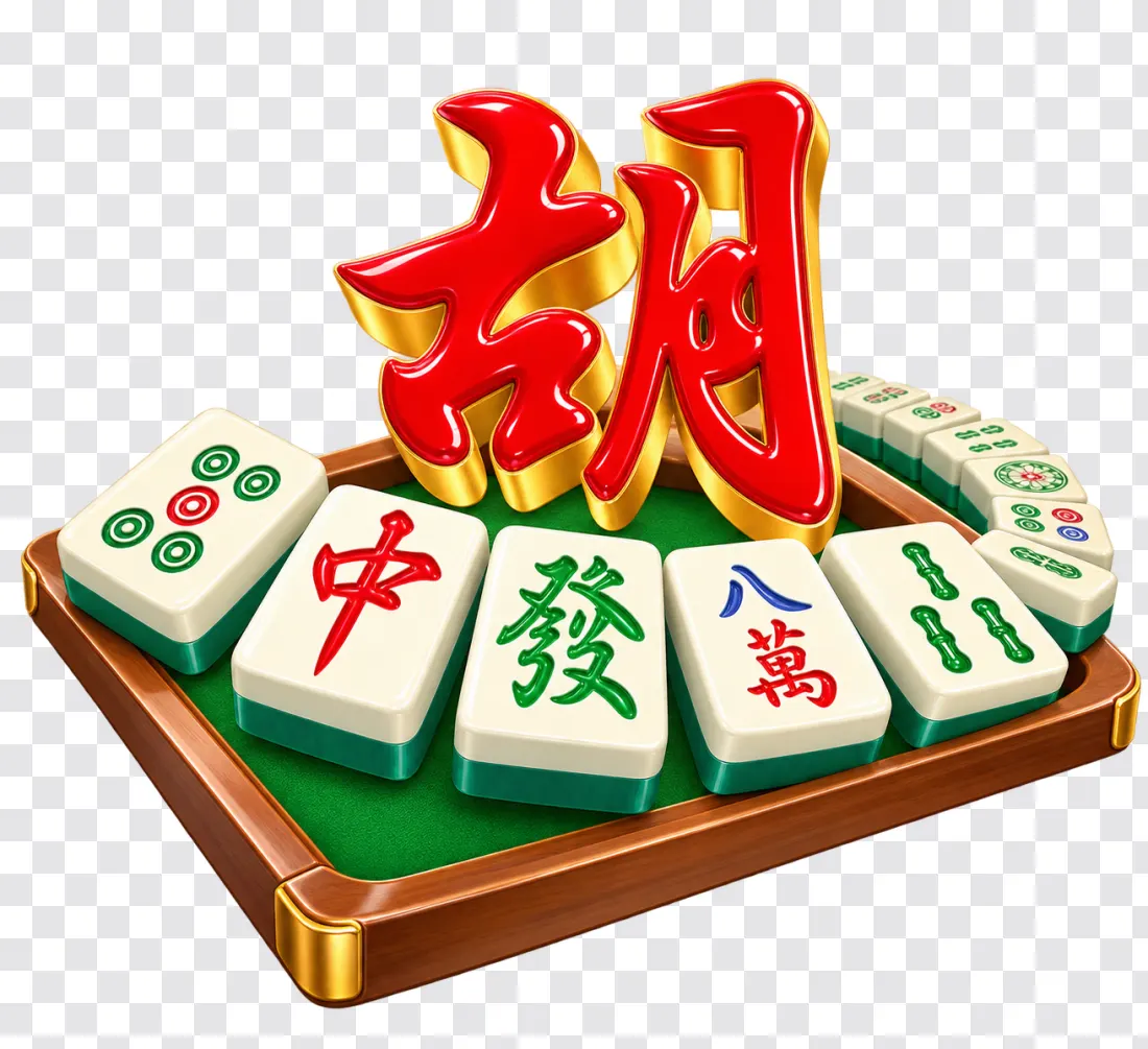 Mahjong Ways PNG – Red Hu Symbol on a Mahjong Tray