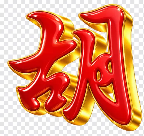 Mahjong Ways PNG – Ruby Red Hu Character with Golden Edges