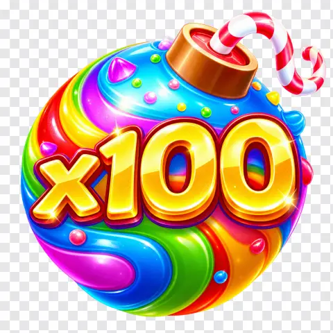Sweet Bonanza 100x PNG – Rainbow Candy Bomb