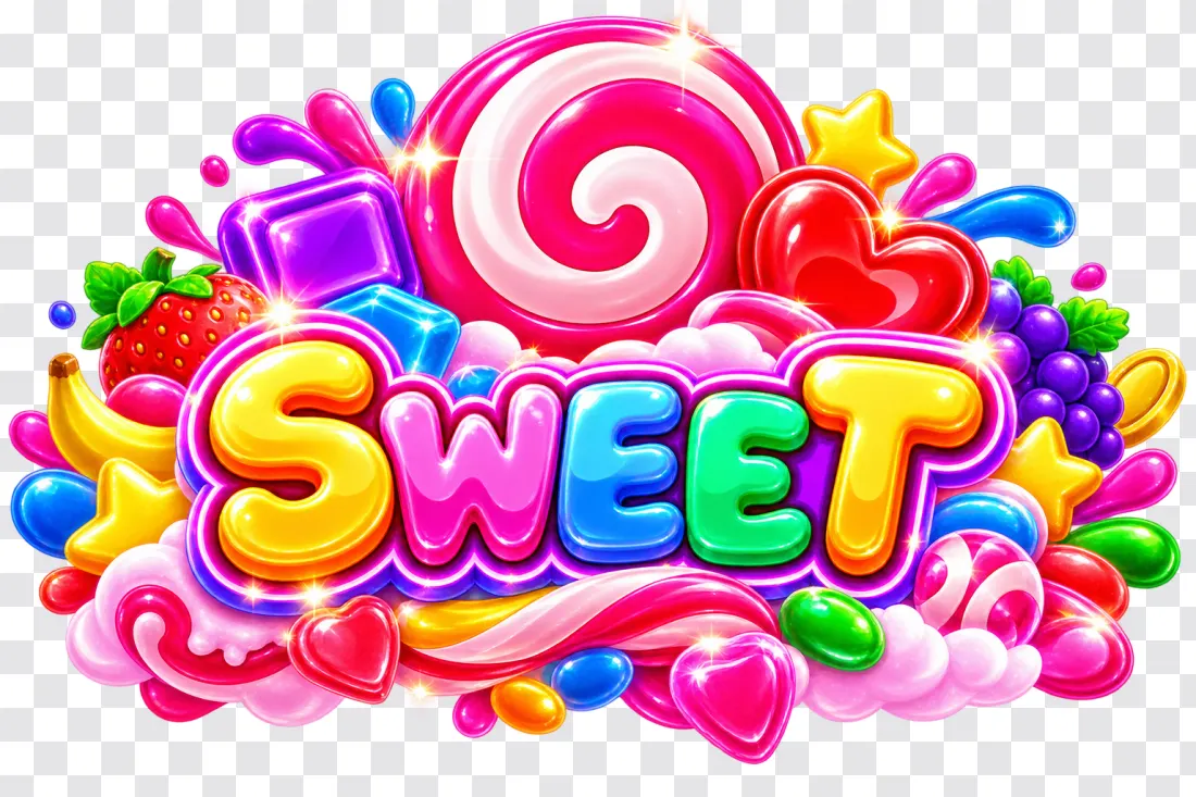 Sweet Bonanza Inspired SWEET Candy Logo PNG