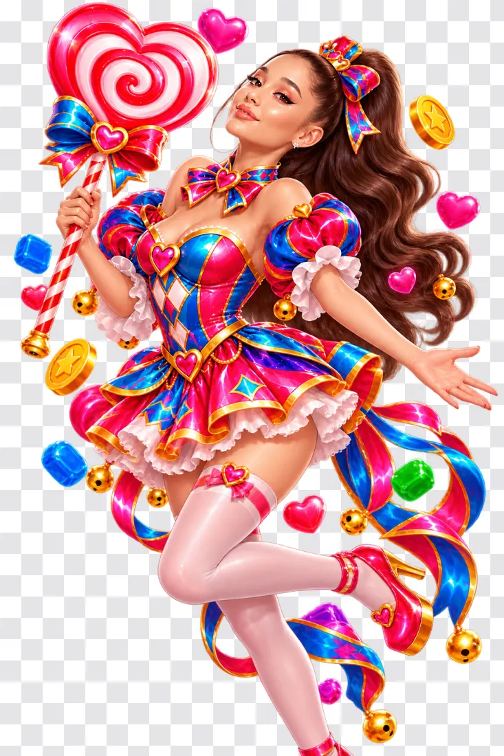 Sweet Bonanza Candy Girl with Heart Lollipop PNG
