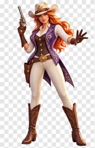 Redhead Sheriff Girl PNG – Western Slot Character