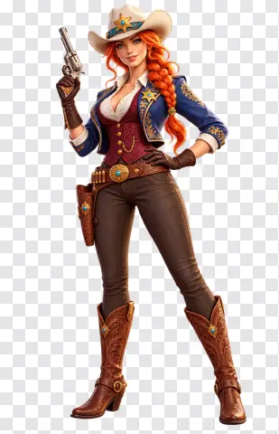 Braided Cowgirl Sheriff – Transparent PNG