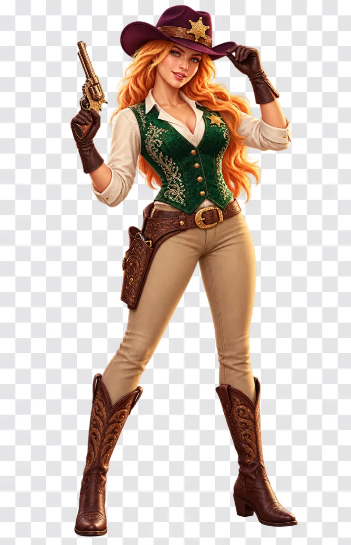 Emerald Vest Sheriff Character PNG