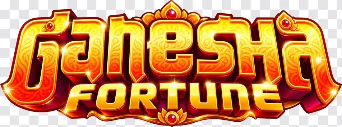 Golden Ganesha Fortune Logo with Ornate Lettering PNG
