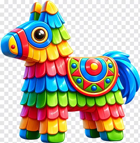 Rainbow Donkey Pinata PNG – Mexican Fiesta Symbol