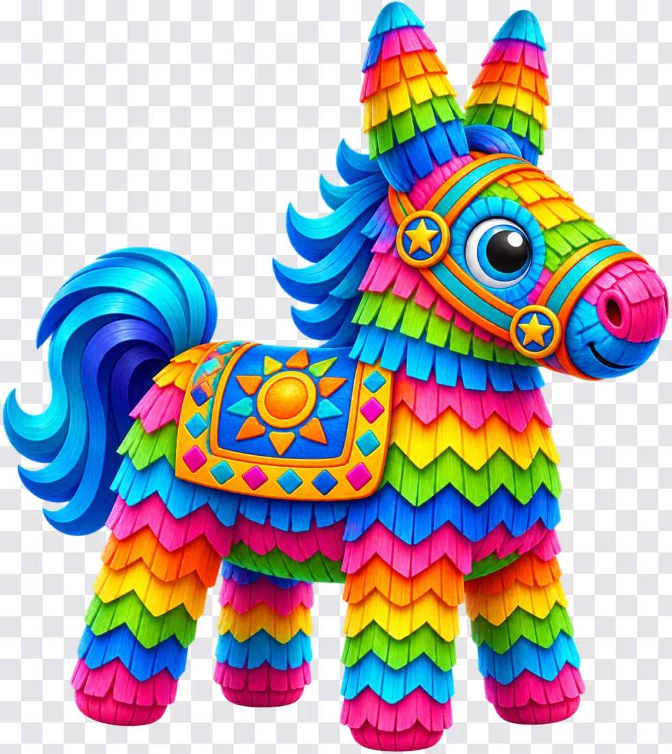 Colorful Donkey Piñata Casino Slot Character PNG