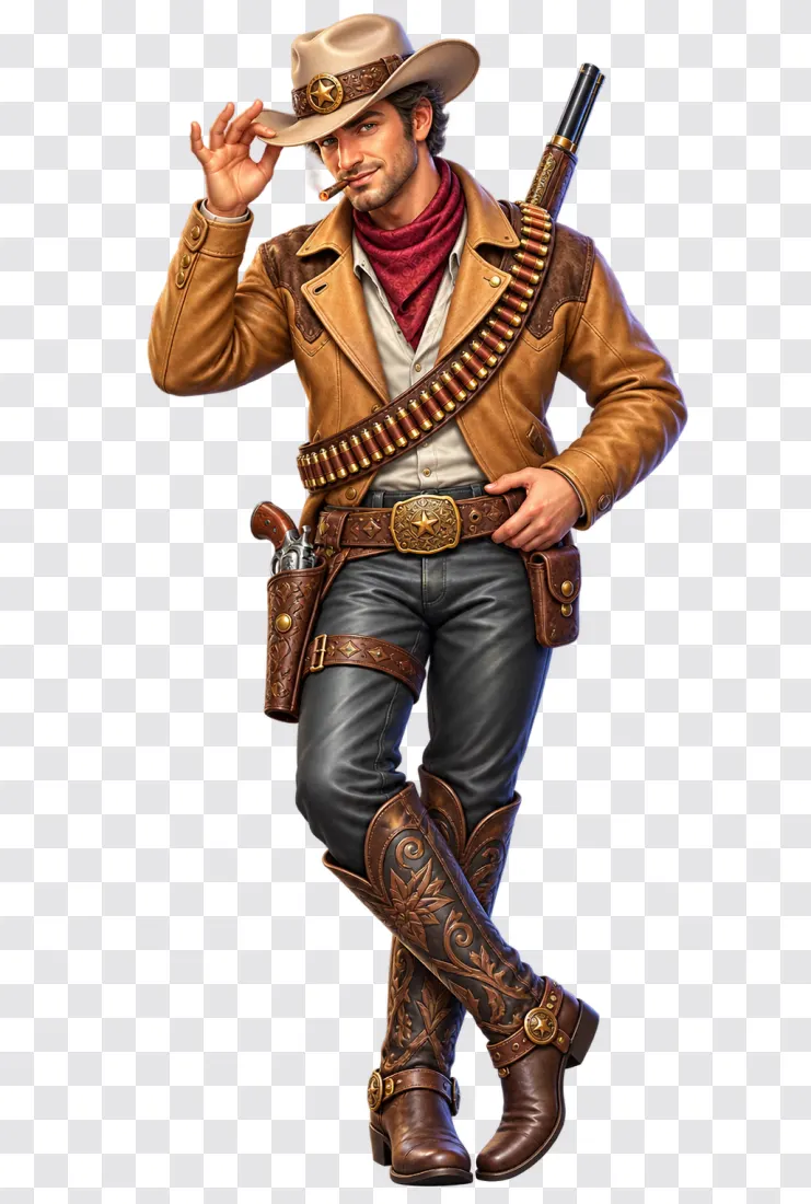 Wild West Gold Blazing Bounty – Cowboy Slot Character PNG